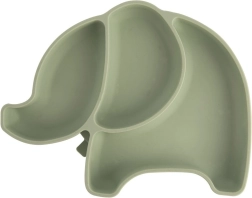 Laste silikoonist jaotatud taldrik elevant, roheline 23,5 × 19 × 3,5 cm