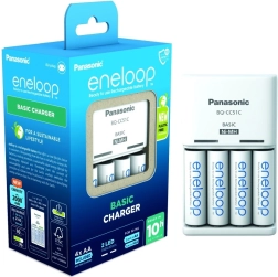Eneloop Basic BQCC51 laadija + 4× AA patareid