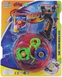 Launcher spinning tops with arena