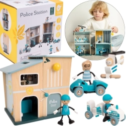 Classic World Wooden Police Station with Cars, Helicopter and Figures