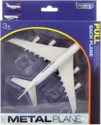 Metal battery-powered airplane with pull-back action