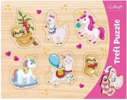 TREFL wooden insert puzzle – unicorns, llamas and sloths