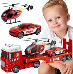 Woopie tuletõrjekomplekt puksiirveoki, helikopteri ja tulede ning helidega autoga