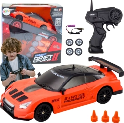 RC sports car 1:24 with interchangeable wheels, orange