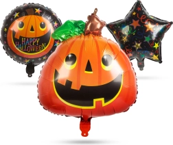 Halloweeni fooliumpallide komplekt kõrvitsad – 5 tk