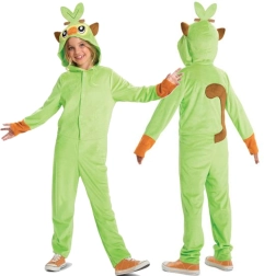 Laste kostüüm POKEMON Grookey roheline kigurumi kapuutsiga 127–136 cm (7–8 aastat)