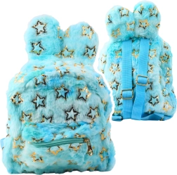 Children's Plush Backpack with Golden Stars Blue