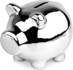 Hõbedane keraamiline põrsakujuline rahakassa 11,5 × 9 cm