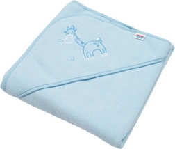 Laste froteerätik kapuutsiga NEW BABY 80 × 80 cm – sinine kaelkirjak