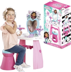 Tualettlaud GABBY’S DOLLHOUSE südamekujulise peegli ja taburetiga + 10 tarvikut