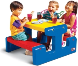 LITTLE TIKES Jr Kids’ Picnic Table with Benches – Blue