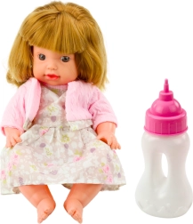 Babika nukk toidupudeliga roosas kleidis, helidega 30 cm