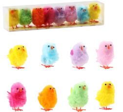 Set of 8 Colorful Easter Chicks – Decorative Figurines