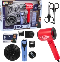 Poisile mõeldud juuksurikomplekt fööni ja tarvikutega