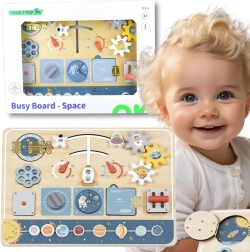 Tooky Toy puidust Montessori tegevustahvel astronaut ja kosmoserakett