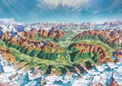Heye pusle Map Art: Mäemaailm Alpides 2000 tükki