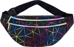 Unisex vöökott holograafilise geomeetrilise mustriga, 3 taskut, reguleeritav rihm