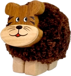 Wooden Figurine XL Tiger with Pompon