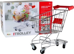 Laste metallist ostukäru – suur, hõbedane