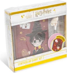 lentikulaarne päevikukomplekt Harry Potter pastaka, kleebiste ja märkmepaberitega