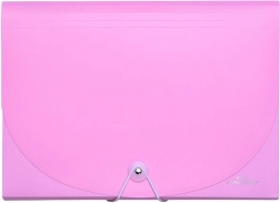 A4 Document Folder with Elastic, 7 Pockets, Pastel Pink