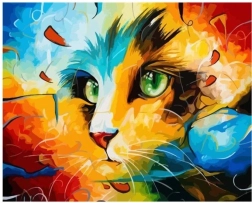 Teemantmaal abstraktne kass 30 × 40 cm