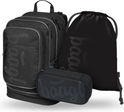 School Set BAAGL: Backpack, Pencil Case and Bag Cubic Uni Black