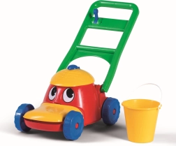 Rõõmsameelne plastist muruniiduk lastele
