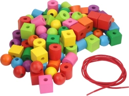 Värvilised puidust maxihelmed nööriga 92 tk