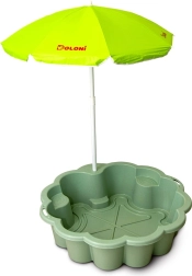 Eco flower-shaped sandbox green with sunshade