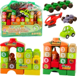 Building set for children dinosaurs with letters and numbers in a bag 91 pieces