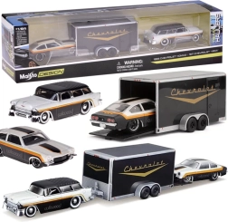 Maisto Die-Cast Cars Chevrolet Nomad 1955 and Chevrolet Vega 1971 with Trailer