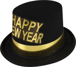 Must uusaasta müts kuldse äärega Happy New Year