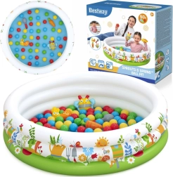 Bestway laste täispuhutav bassein ja kuiv pallimeri Sprouts & Spring 102 × 25 cm, 50 palli ja mänguasjad