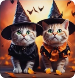 Teemantmaal „Kasside Halloween” 30 × 40 cm