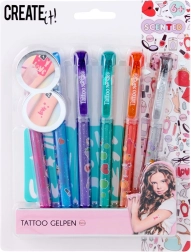 Ajutiste tätoveeringute komplekt lõhnavate geelpliiatsite ja šabloonidega