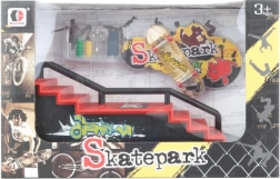 Ramp with stairs and screw-together skateboard for tricks