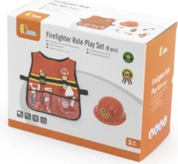 Viga laste tuletõrjekostüüm vestiga ja puidust tarvikutega, 8 osa