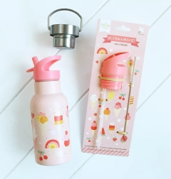 A Little Lovely Company roostevabast terasest pudeli 350 ml sulguri, harjakese ja kõrre komplekt – Zmrzlina