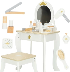 LULILO Bella puidust laste tualettlaud peegli ja taburetikuga