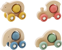 Puidust loomakujuline auto kuulikesega