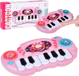 Interactive children's keyboard shaped like a cat with lights and melodies