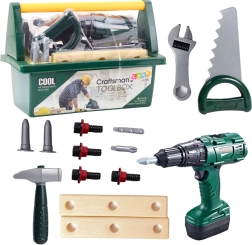 Children's toolbox set in a case with battery-powered screwdriver, 14 pieces