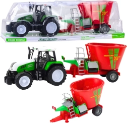 Roheline traktor haagise ja söödaseguriga 60 cm