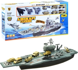Suur sõjaväeline lennukikandja – mängukomplekt lennukite ja sõidukitega