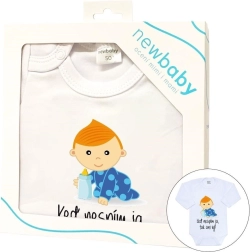 Laste puuvillane bodi trükiga New Baby „Kui mina ei maga, siis ei maga ka teie!” – kinkepakendis