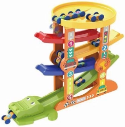 Krokodillikujuline võidusõidurada autode ja stardiseadmega