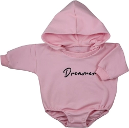 Baby sweat bodysuit with hood Koala Dreamer pink
