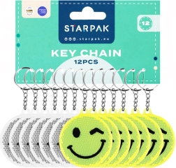 Reflective Smiley Pendant 7 cm – mix of 2 variants, pack of 12 pcs