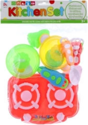 Children's plastic dishware set with accessories